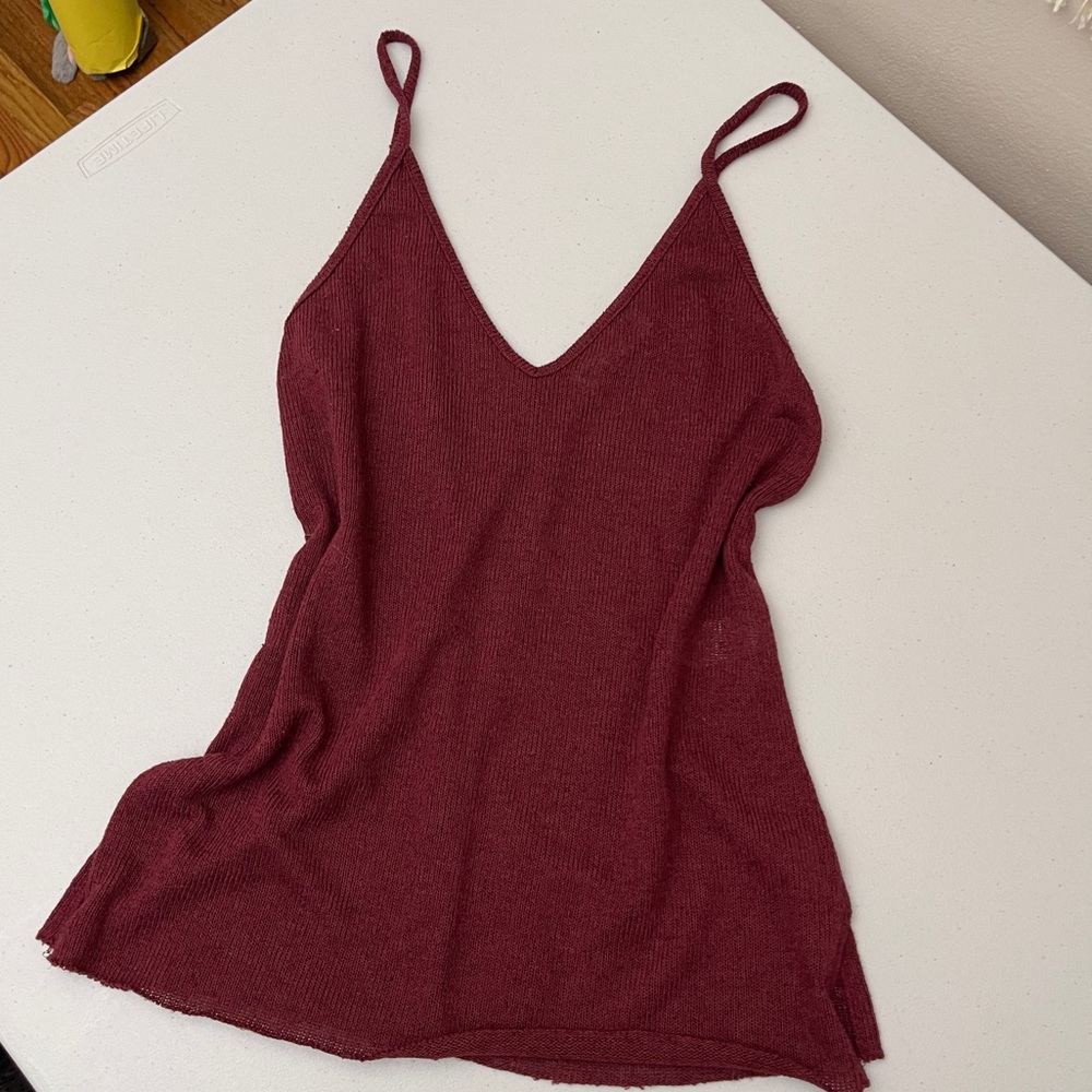 Urban outfitters burgundy knitted tank top XS slit detail